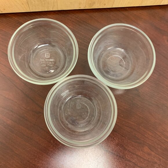 BOWLS - 3 Lot Anchor Hocking Clear Glass Custard Cups & lids, Ramkins 6oz 1034 - Picture 5 of 13